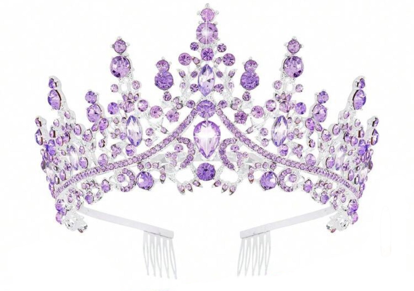 Diamanté Tiara, Purple Colour, Heavy, Metal, Wedding, Birthday, Prom