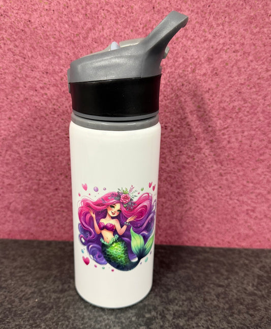 Mermaid, Straw Lid, Flip Top, Water Bottle, Personalised