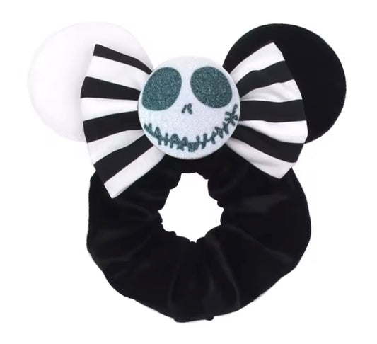 Mouse Ear Velvet Scrunchie, Jack Skeleton, Halloween