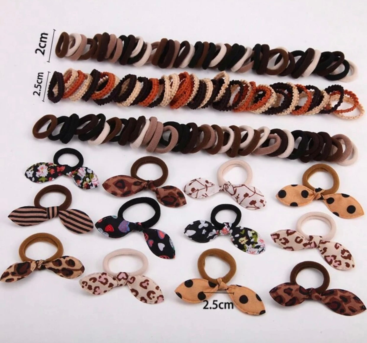 160 Small Brown Bobbles, Differeny Sizes, Hair ties