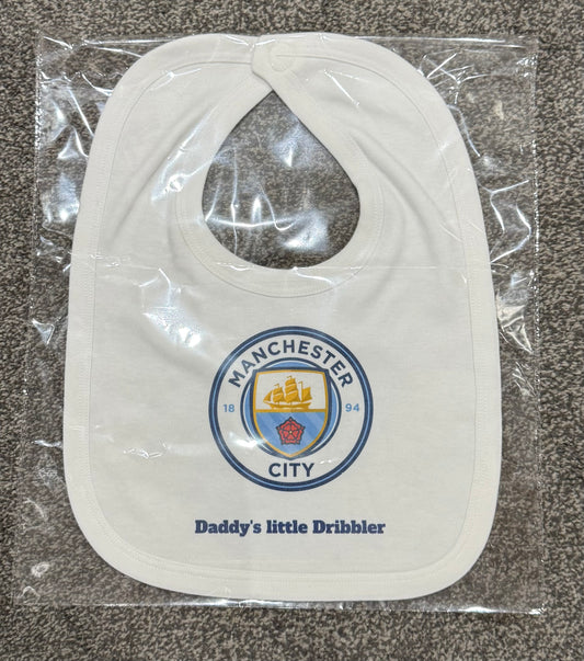 Manchester City Personalised Baby Bib! Family Name, Babies Name, Football Team