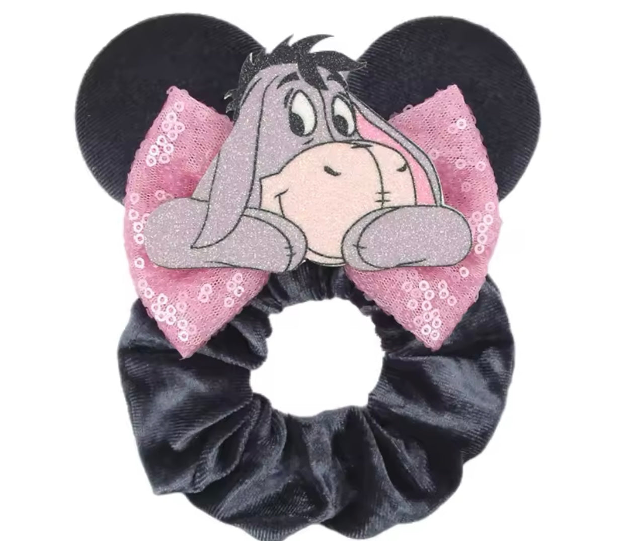 Mouse Ear Velvet Scrunchie, eeyore, Winnie the Pooh