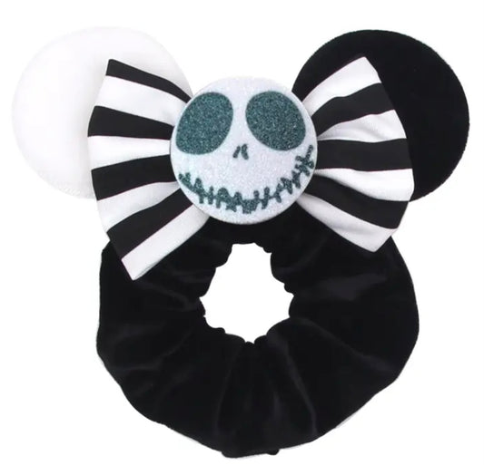 Mouse Ear Velvet Scrunchie, Jack Skeleton, Nightmare Before Christmas