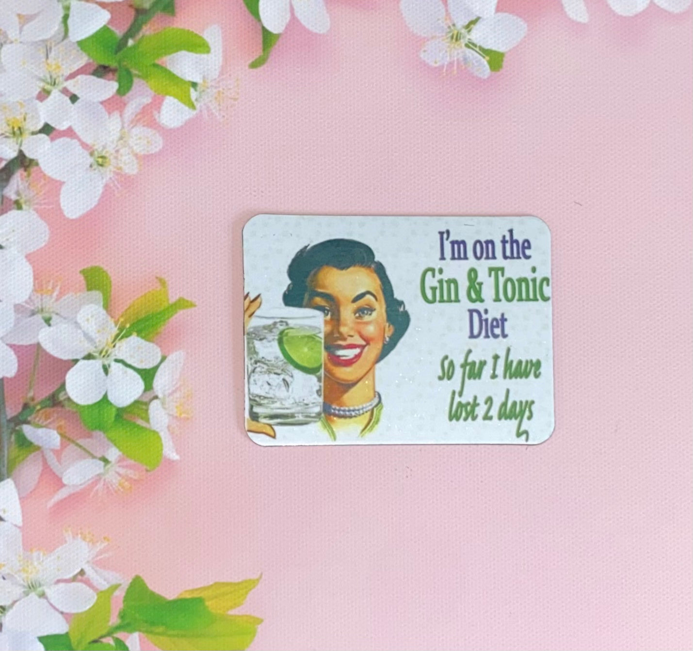 Funny Fridge Magnet, Gin & Tonic Diet, Joke, Vintage Look