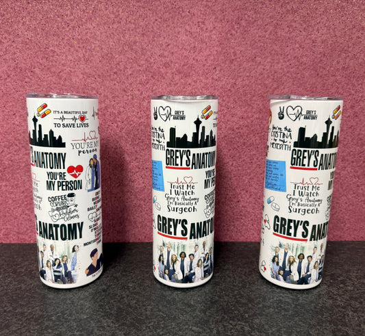 Greys Anatomy, 20oz Tumbler, Insulated, Stainless Steel, Hot & Cold use