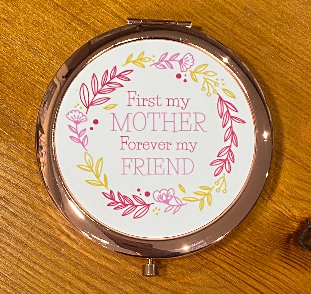 Mirrored Compact, Bridesmaid, Mother of the Bride, Birthday, Mirror, Personalised, Rose Gold, Round