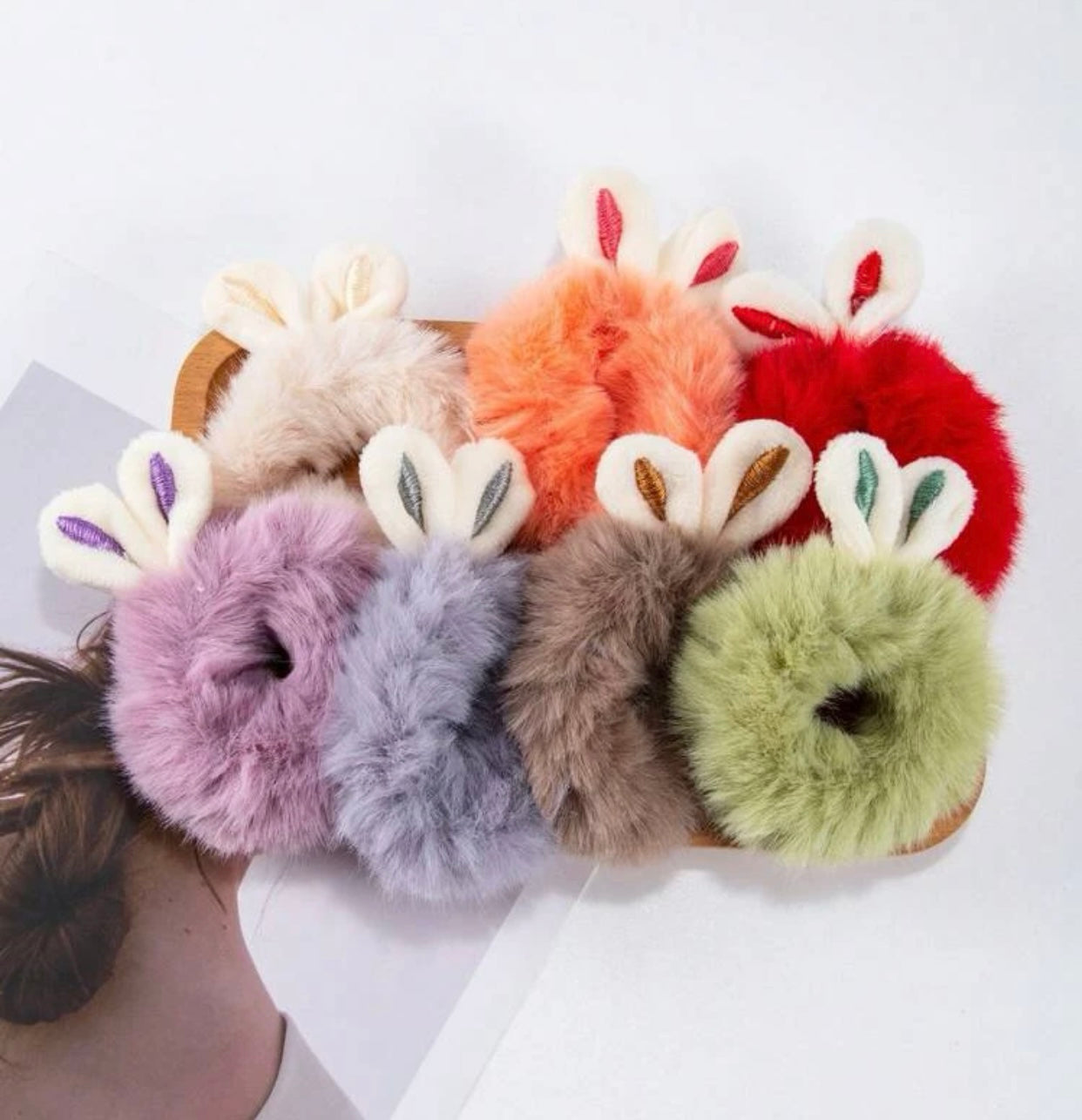 Easter Bunny Scrunchie, Ears, Cute Fluffy Scrunchie, Choice of Colours