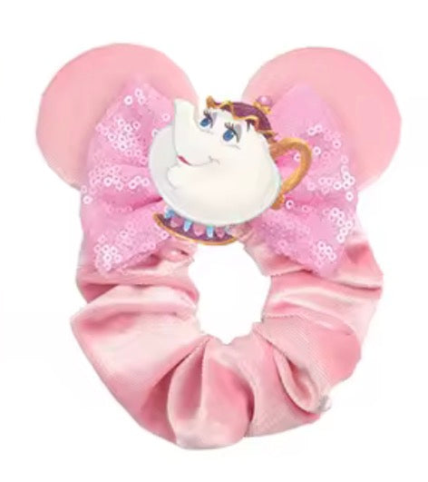 Mouse Ear Velvet Scrunchie, Mrs Potts, Beauty & The Beast, Fun