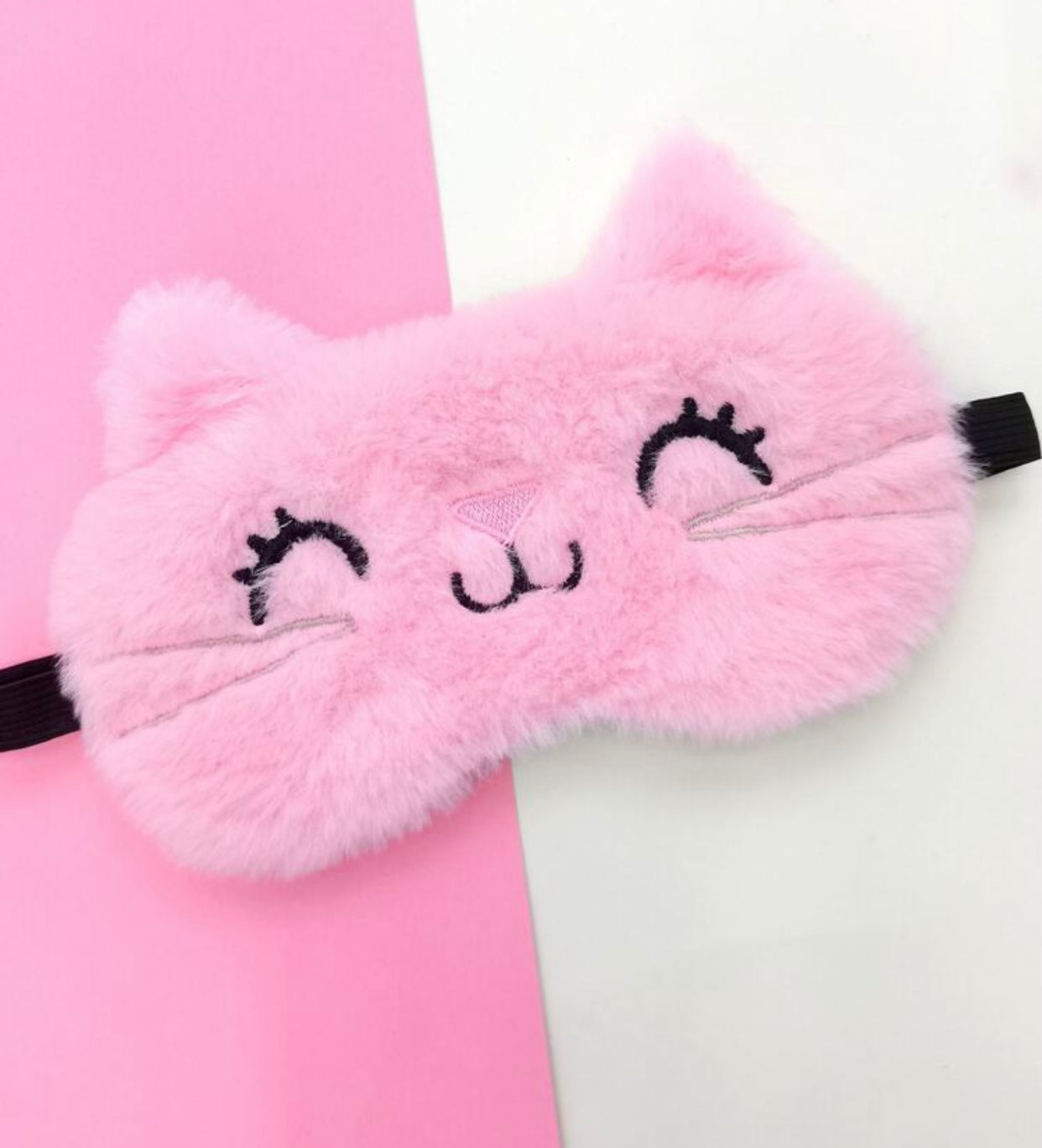 Fluffy Pink Cat Eye Mask, Sleep Mask, Blackout, Adult, Teen, Child