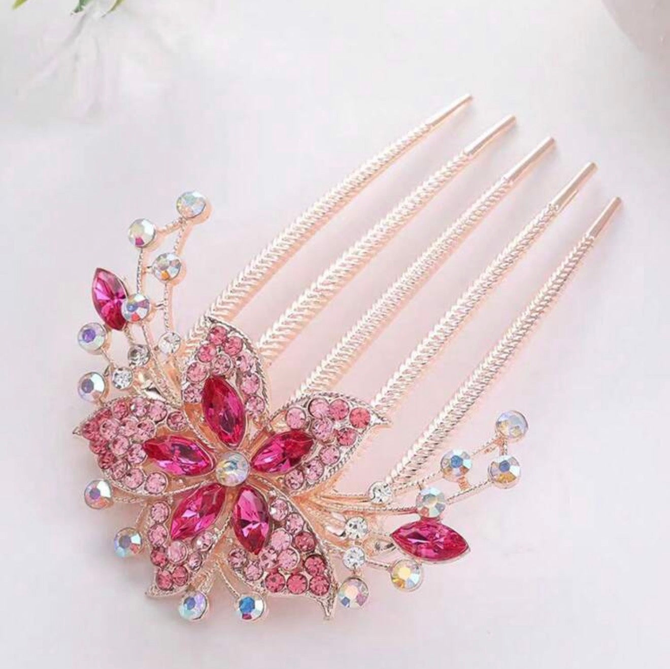 Pink Flower Hair Comb, Upto, Wedding, Comb, Hair Folk