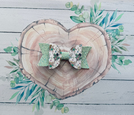 Handmade Fairy Hairbow, Green, Hair, Bow, Clip