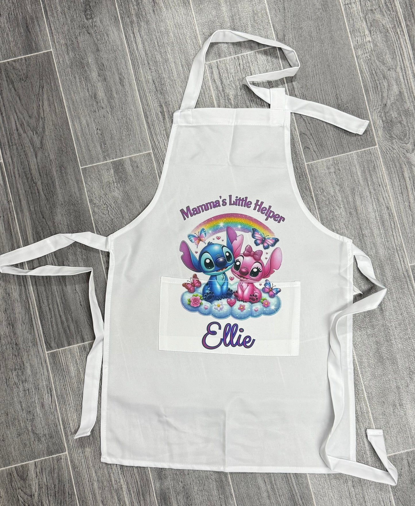 Personalised Child’s Apron White Pinny, Cooking, Baking, Personalised, Unisex, Kids, Stitch & Angel