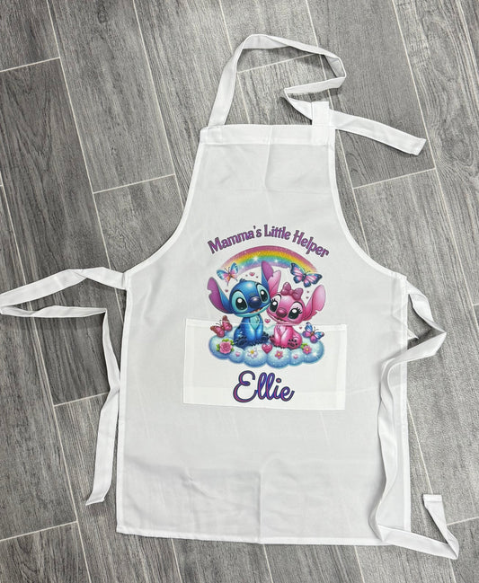 Personalised Child’s Apron White Pinny, Cooking, Baking, Personalised, Unisex, Kids, Stitch & Angel
