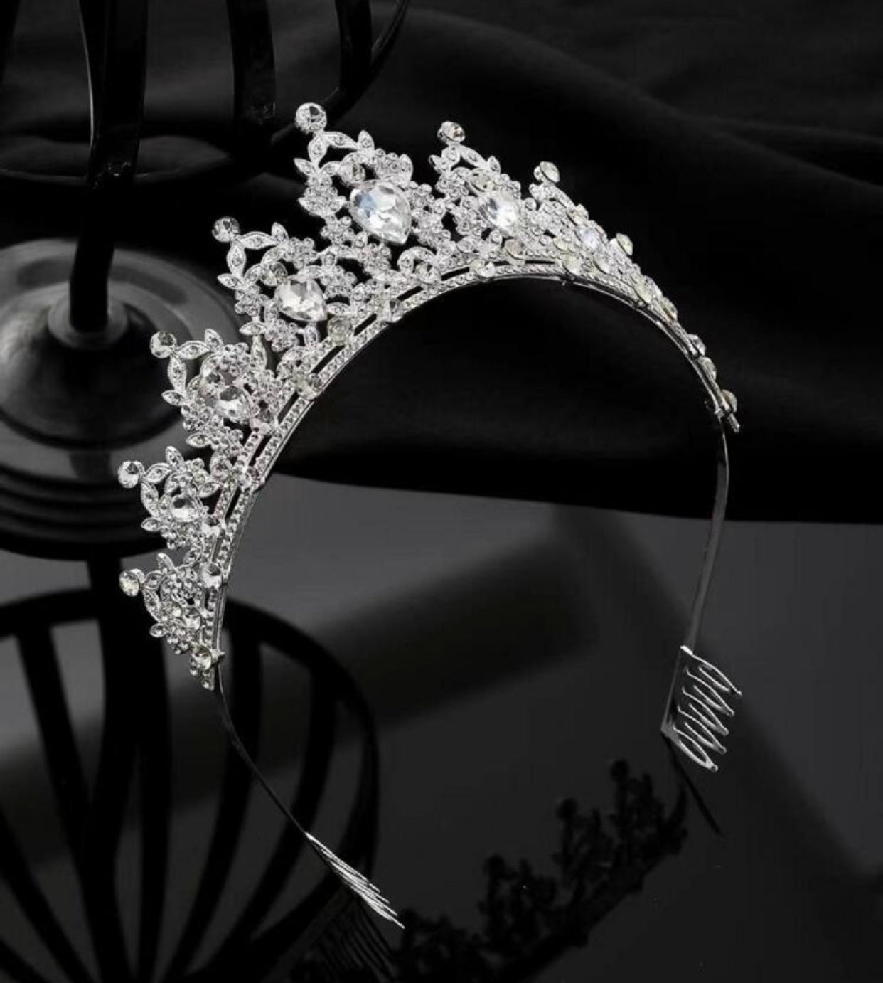 Silver Rhinestone Tiara, Crown, Prom, Wedding, Dancing, Metal Tiara