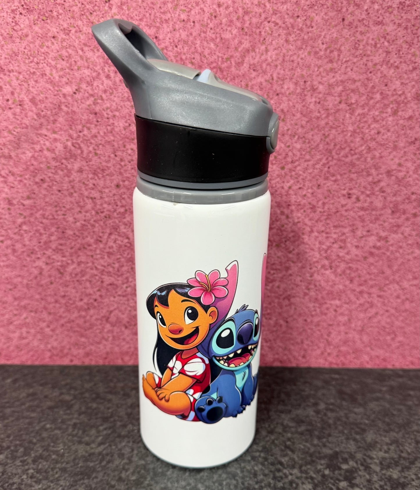 Lilo and Stitch, Straw Lid, Flip Top, Water Bottle, Personalised