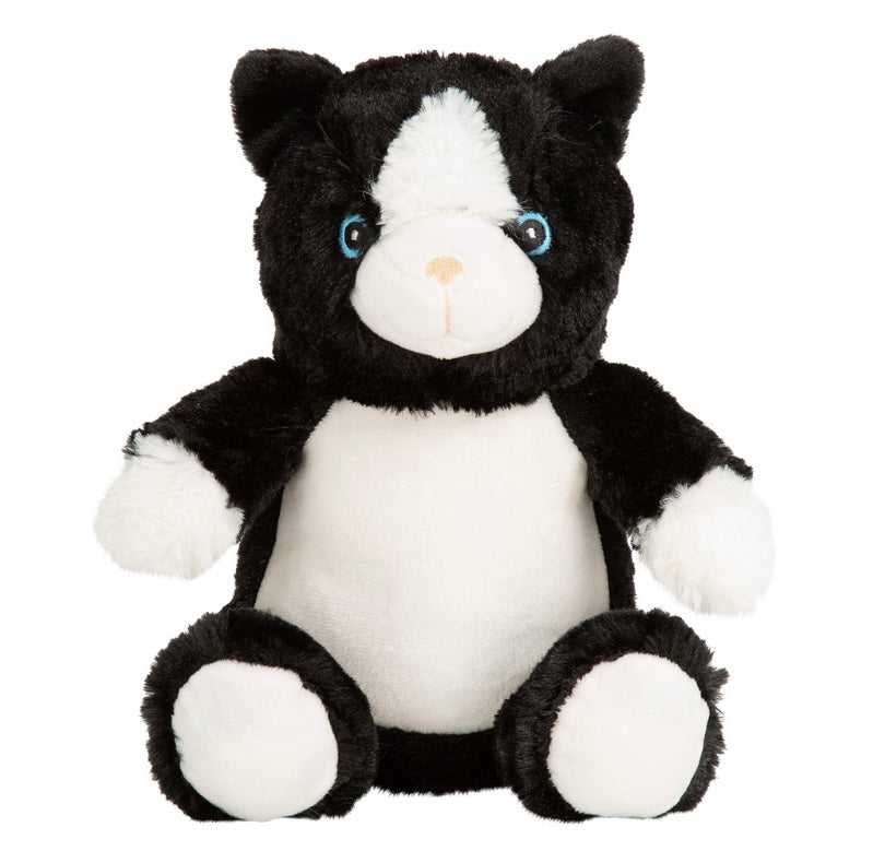 Black & White Cat, Mini Mumbles Bear, Print Me Bear, Personalised Soft Toy