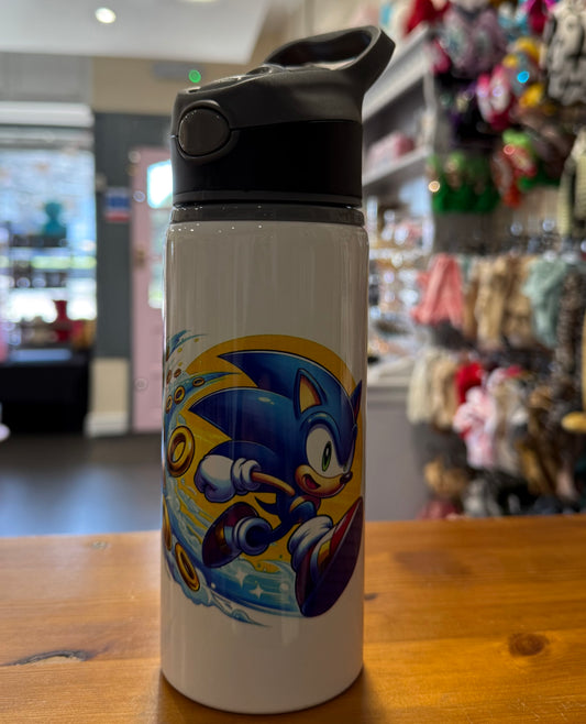 Sonic the Hedgehog, Straw Lid, Flip Top, Water Bottle