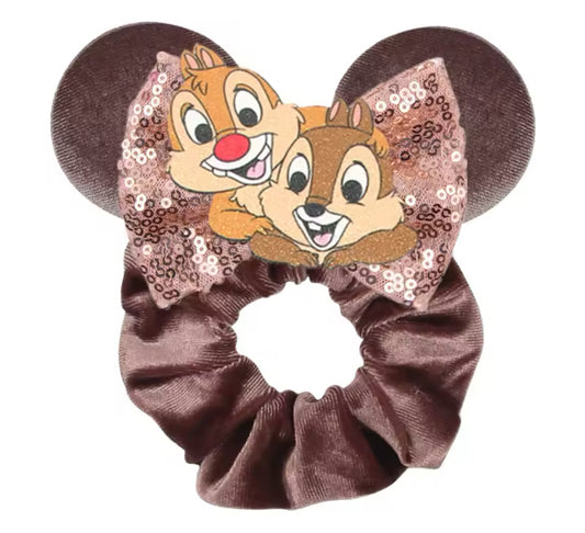 Mouse Ear Velvet Scrunchie, Chip n Dale, Chipmunks