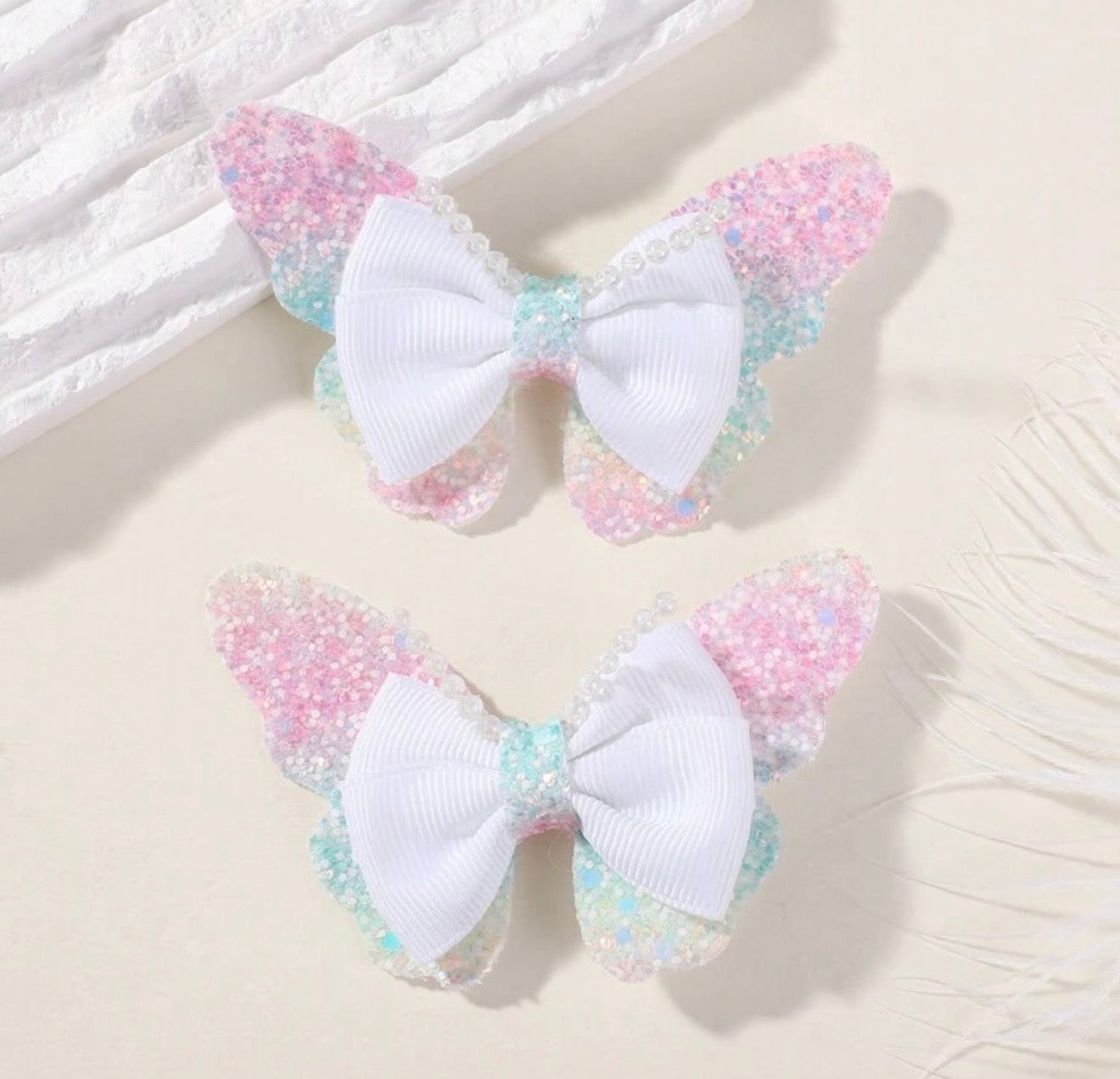 Sparkly Pastel Butterfly, Hairbows, Hair, Bow, Hair Clip