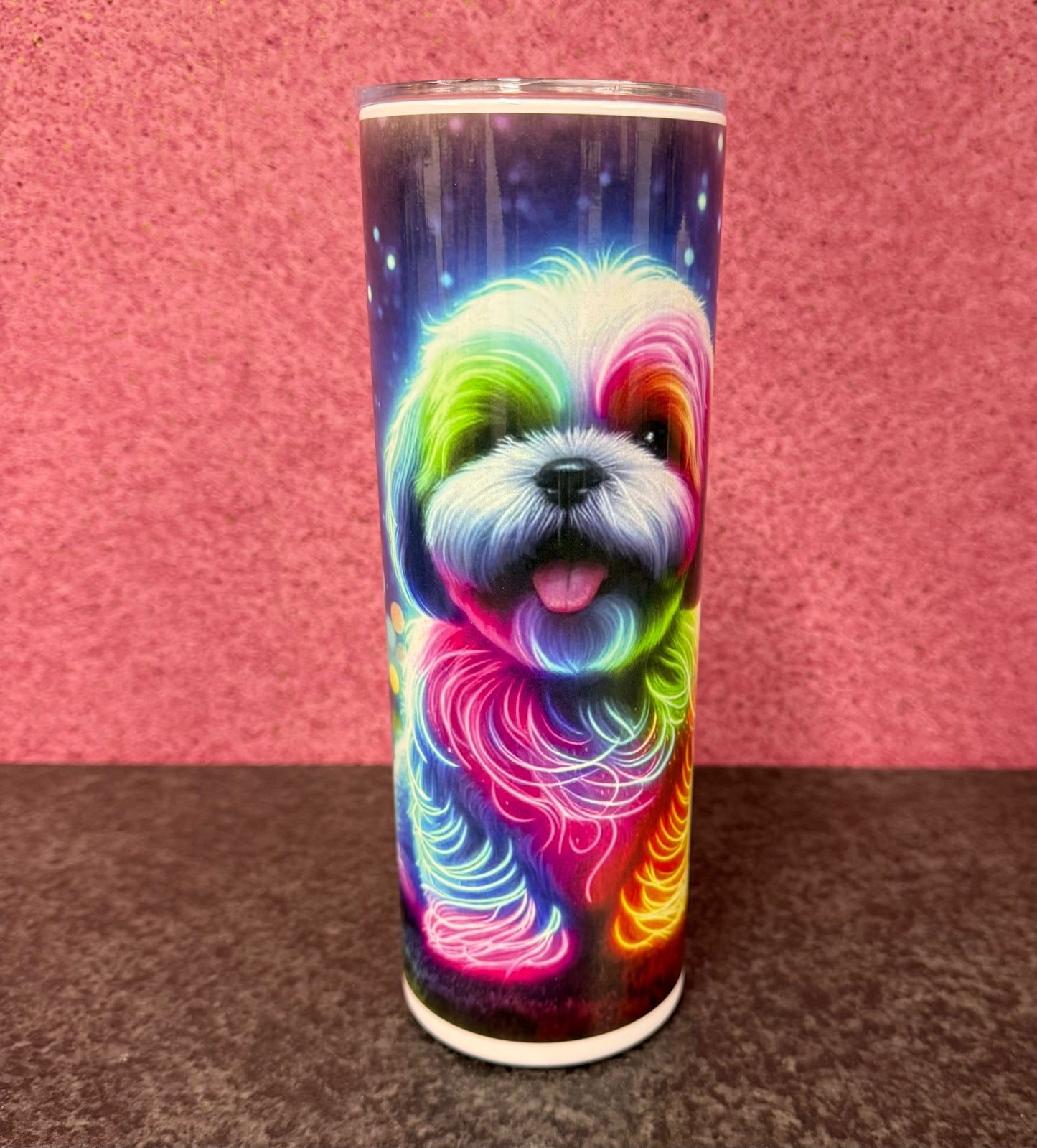 Neon Shih Tzu, 20oz Tumbler, Insulated, Stainless Steel, Hot & Cold use, Personalised