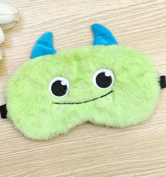 Fluffy Green Monster Eye Mask, Sleep Mask, Blackout, Adult, Teen, Child