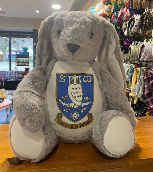 Sheffield Wednesday Grey Rabbit, Tummi Bear, Personalised Soft Toy