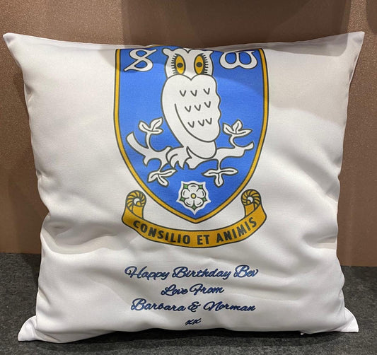 Personalised Message Cushion, Football, Sheffield Wednesday, Birthday, Gift
