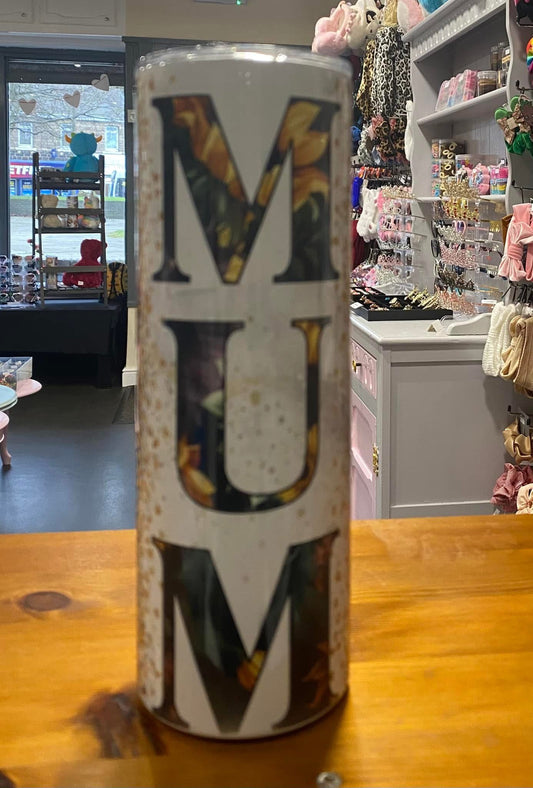 Mum, Sunflowers, 20oz Tumbler, Insulated, Stainless Steel, Hot & Cold use, Personalised