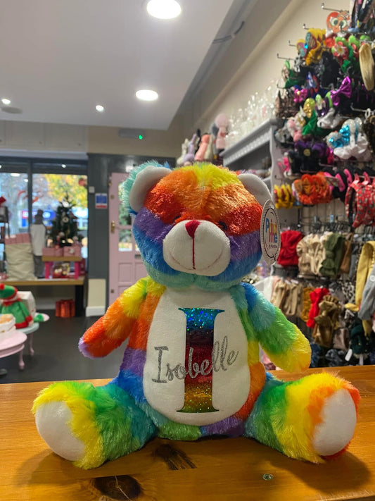 Rainbow Bear, Mini Mumbles Bear, Print Me Bear, Personalised Soft Toy