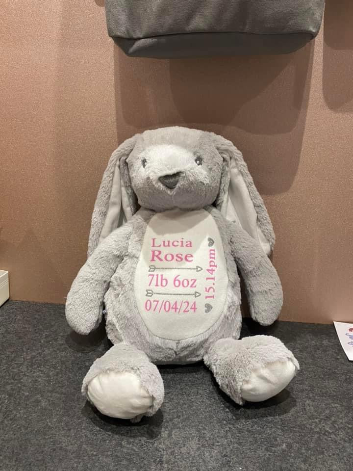 Grey Rabbit, Tummi Bear, Personalised Soft Toy