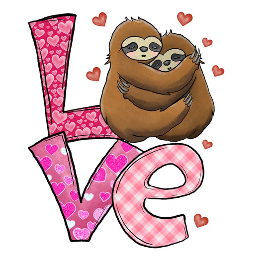 Love Sloth, Valentines, Coaster, Cushion, Water Bottle, Keyring, Travel Mug