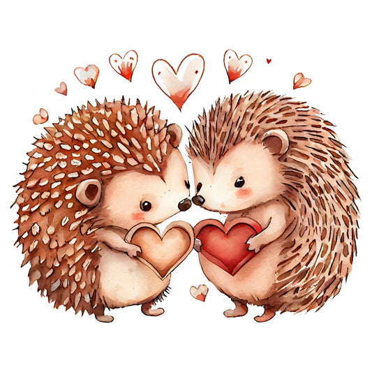 Hedgehogs  in Love, Valentines, Coaster, Cushion, Water Bottle, Keyring, Travel Mug