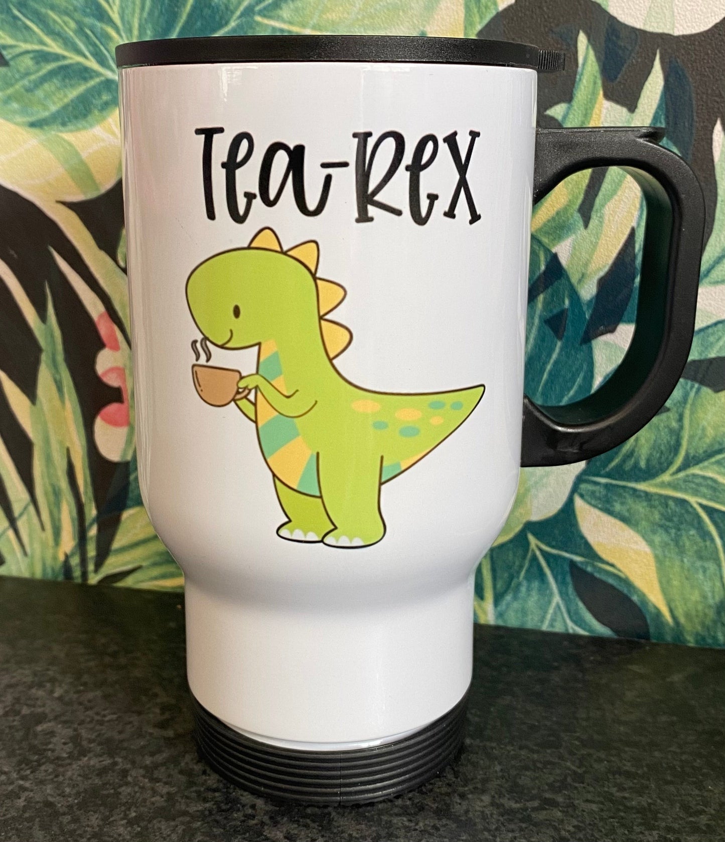Tea Rex, Dinosaur, Travel Mug, Ceramic Mug, Coaster, Cushion, Water Bottle, Keyring