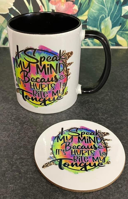 I Speak My Mind, Ceramic Mug, Coaster, Cushion, Water Bottle, Keyring, Travel Mug