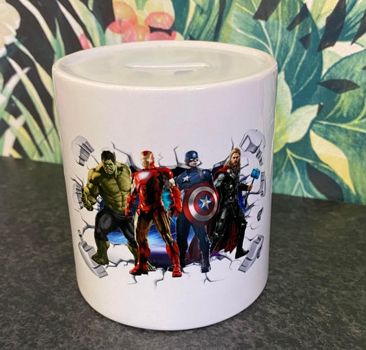 Marvel Money Box, Piggy Bank, Savings, Ceramic Money Box, Personalisation