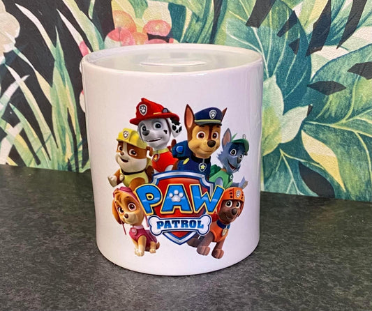 Paw Patrol Money Box, Piggy Bank, Savings, Ceramic Money Box, Personalisation