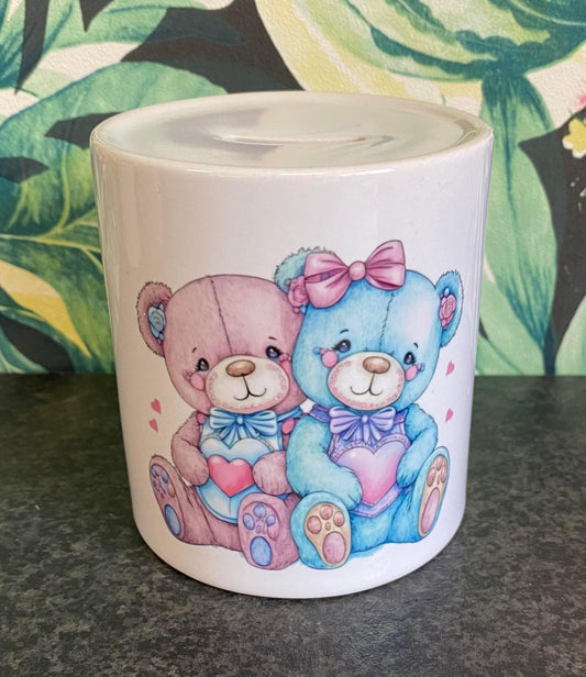 Teddy Bear, Money Box, Piggy Bank, Savings, Ceramic Money Box, Personalisation