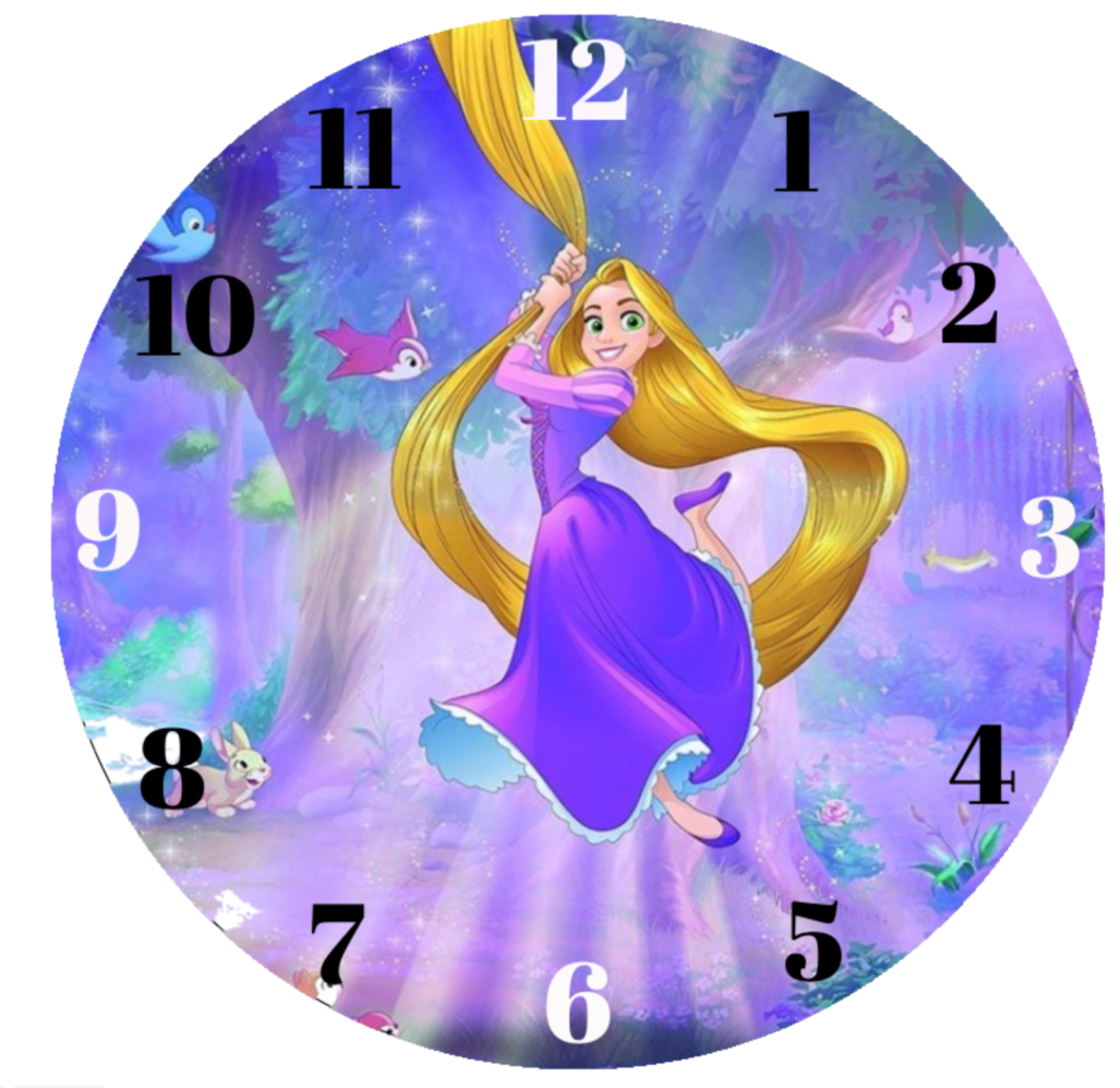 Rapunzel Design, Toughened Glass Clock, Tangled