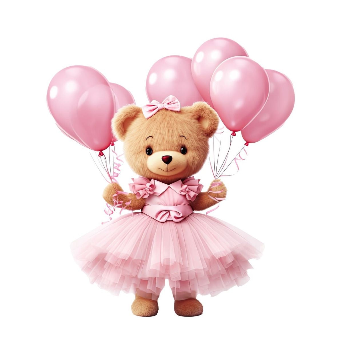 Kids Personalised Birthday Teddy Bear PJs - Plain Pink , Ages 6 Months - 10 Years