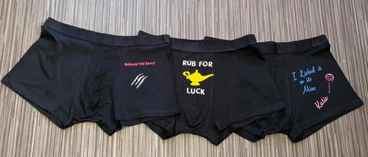 Boxer Shorts, Rub for Luck, Personalised Novelty Adult Shorts, Valentines, Gifts