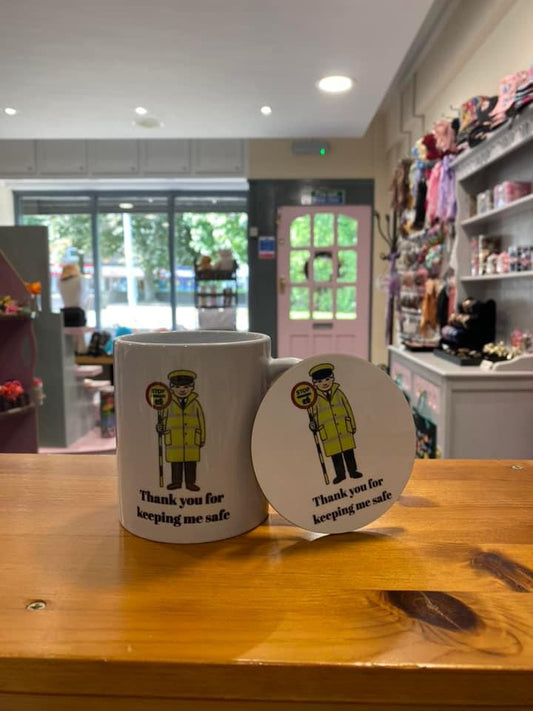 Lollypop Man, Keeping Safe, Ceramic Mug & Coaster