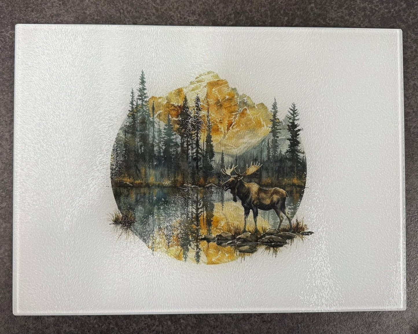 Large Glass Chopping Board, Stag, Sublimation, Worktop Saver