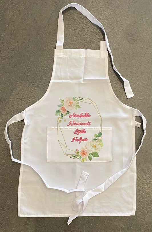 Personalised Child’s Apron White Pinny, Cooking, Baking, Personalised, Unisex, Kids