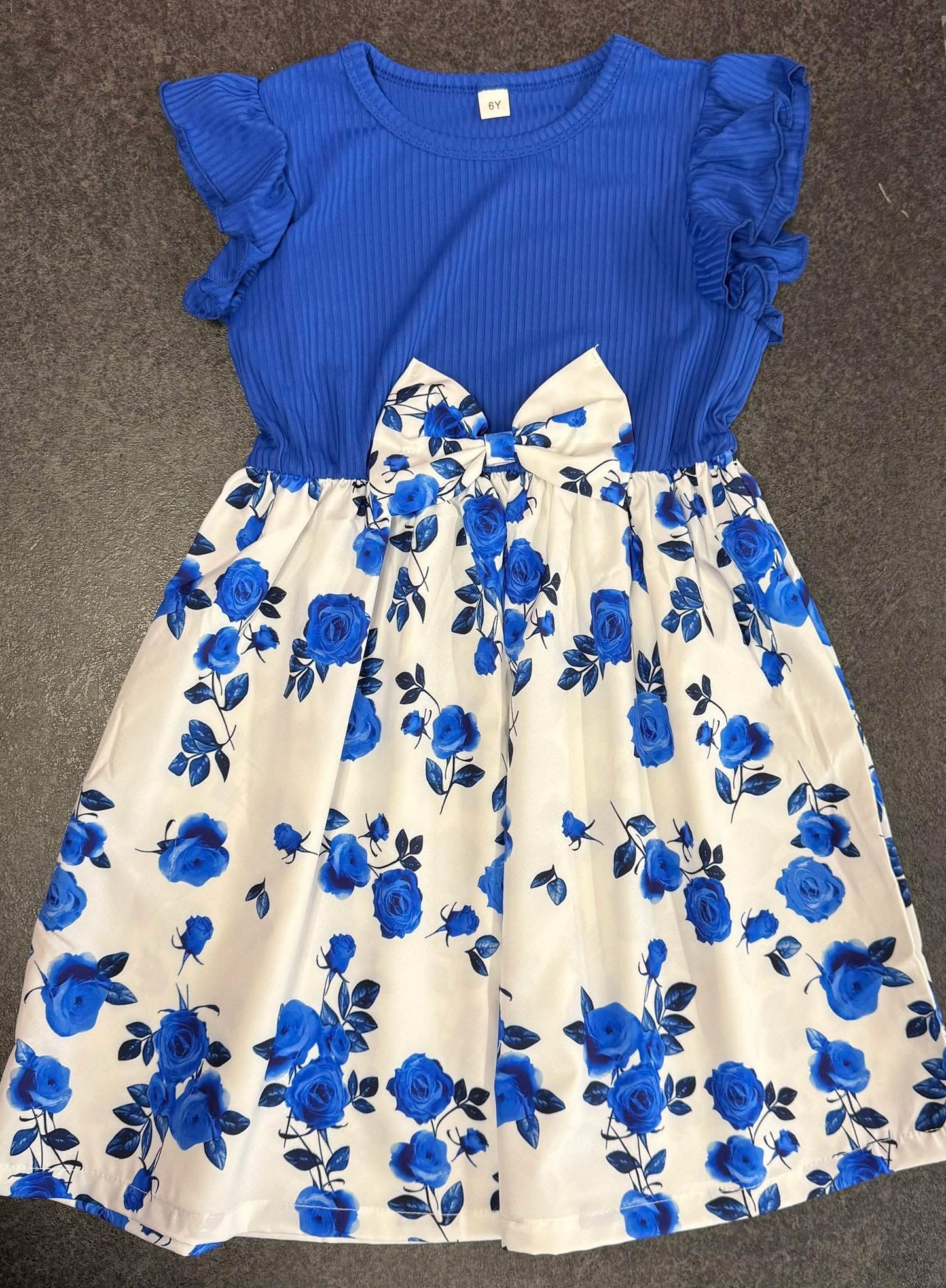 Blue & White, Floral Dress, Toddler, Children