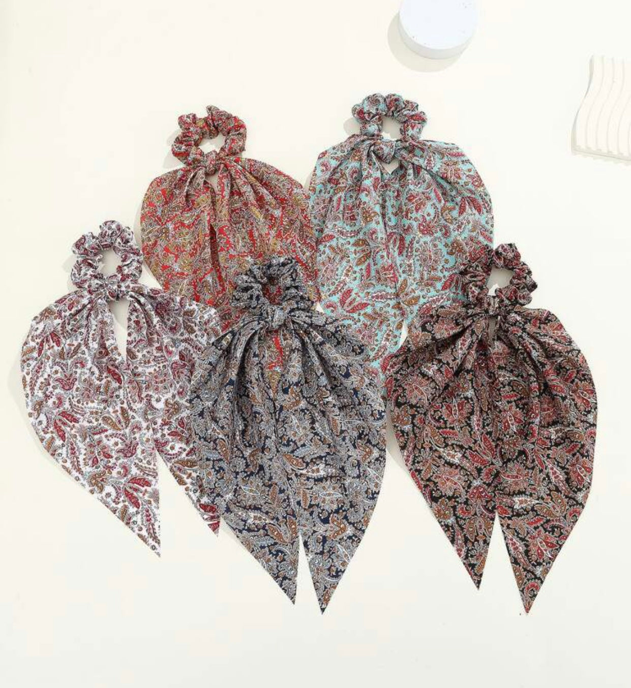 Paisley Tassel Scrunchies, Summer Scrunchies, Choice of Colours
