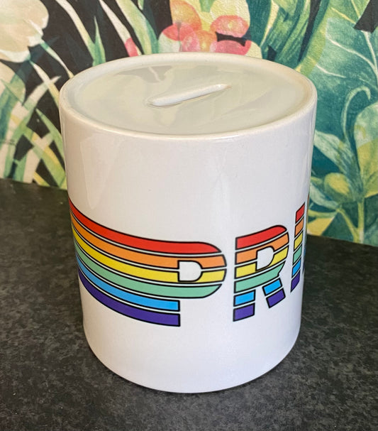 Pride Money Box, Piggy Bank, Savings, Ceramic Money Box, Personalisation