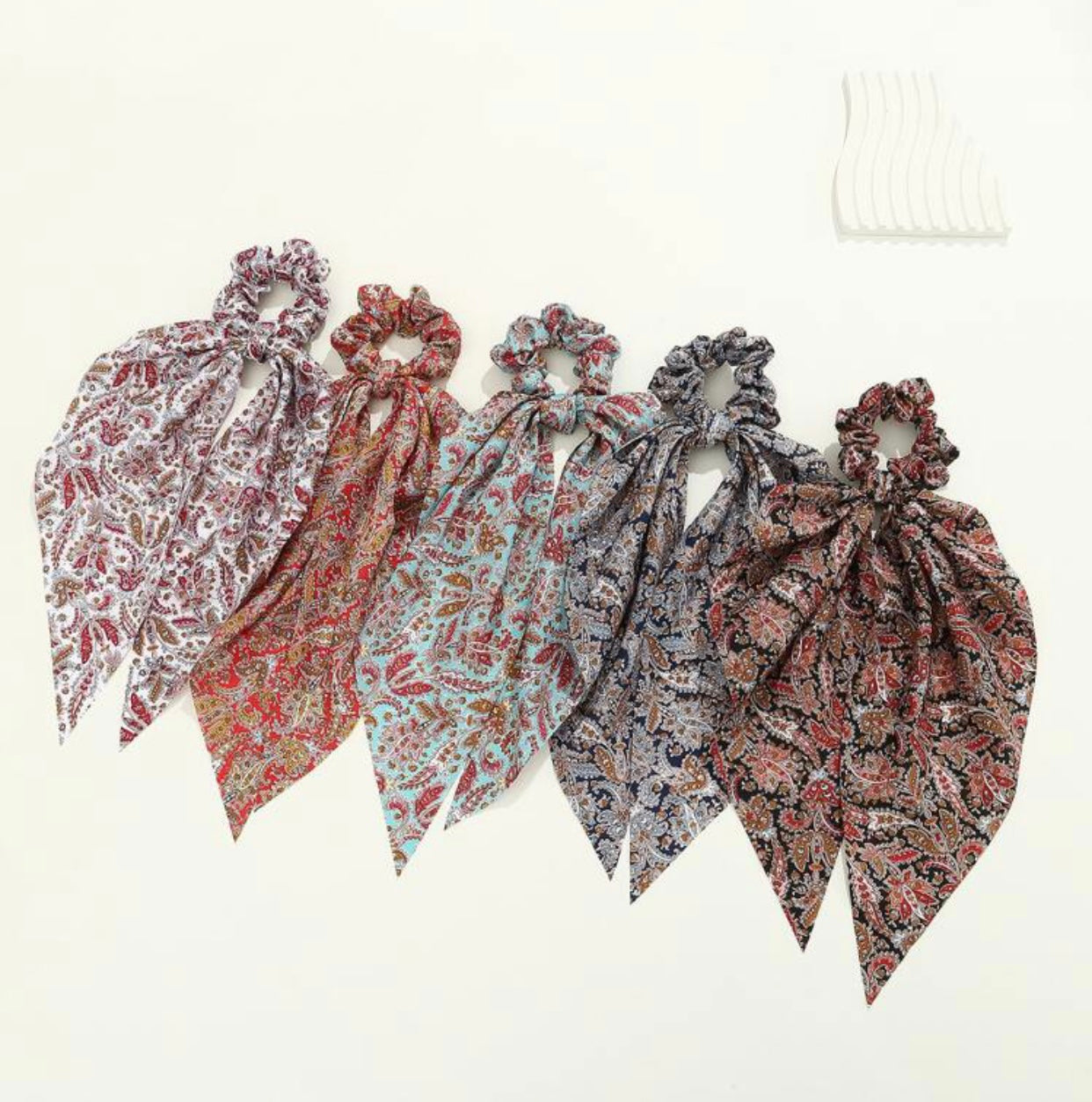 Paisley Tassel Scrunchies, Summer Scrunchies, Choice of Colours