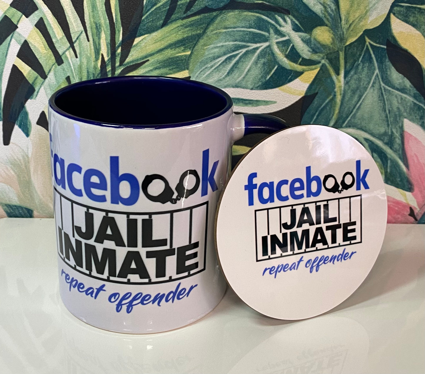 Facebook Jail Inmate, Travel Mug, Ceramic Mug, Coaster, Cushion, Water Bottle, Keyring
