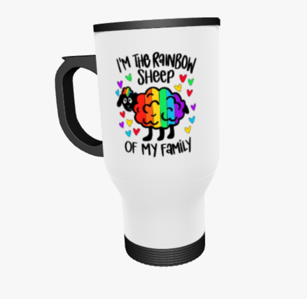 I’m the Rainbow Sheep of My Family, Travel Mug, Ceramic Mug, Coaster, Cushion, Water Bottle, Keyring
