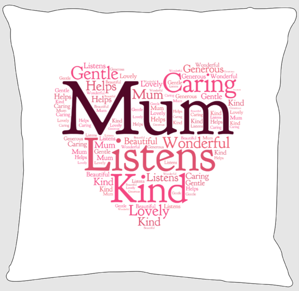 Personalised Cushion, Mum Heart Pillow, 45cm